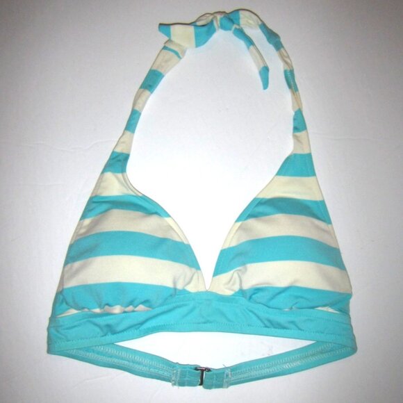 Arizona Jean Company Blue & White Swim Bikini Halter Top S - Picture 2 of 7